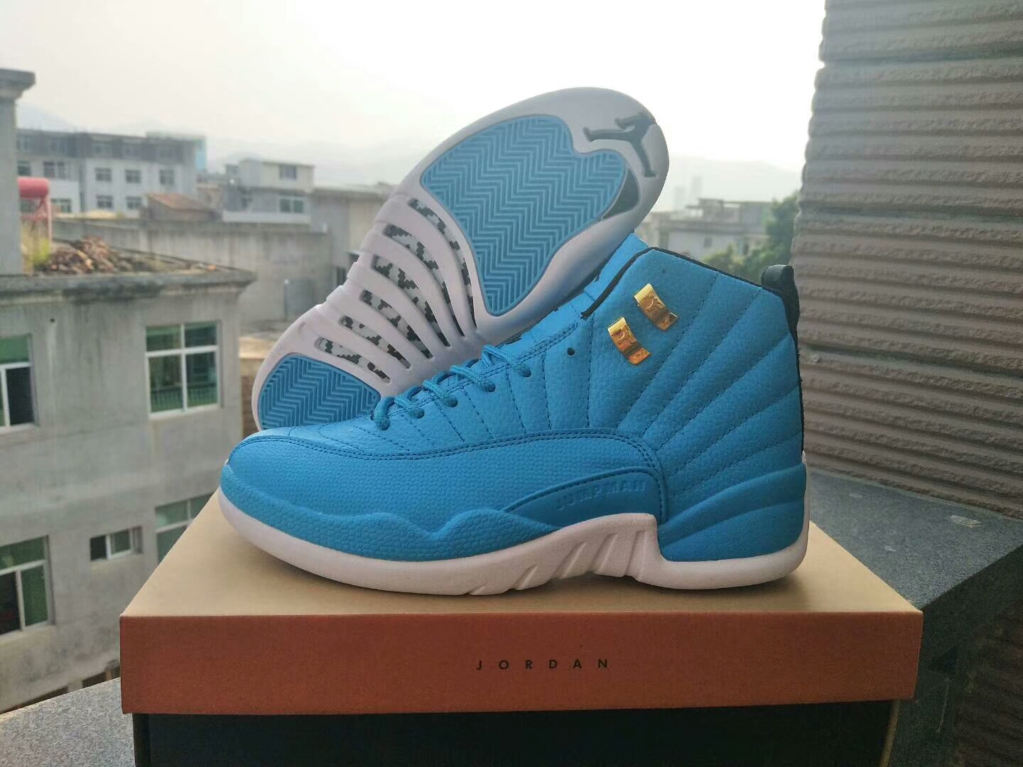 New Air Jordan 12 Retro North Carolina Blue White Gold Shoes